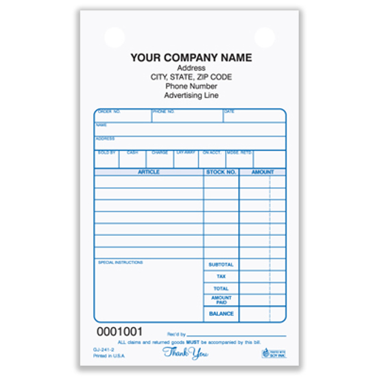 Picture of Gift/Jewelry Register Form - 2 Part Carbonless (GJ-241-2)