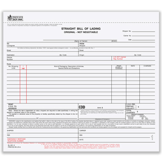 Picture of Bill of Lading Form - 4 Part Carbonless (BLCC-602-4)