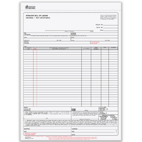 blank bill of lading form