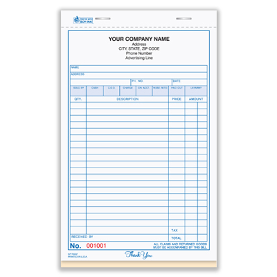 custom business receipt book