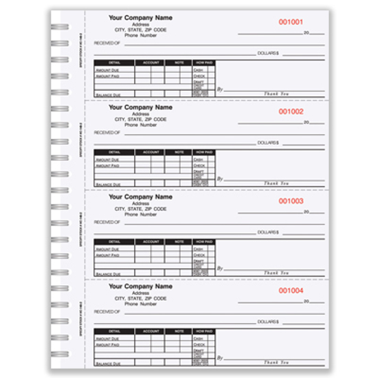 custom printed receipt books