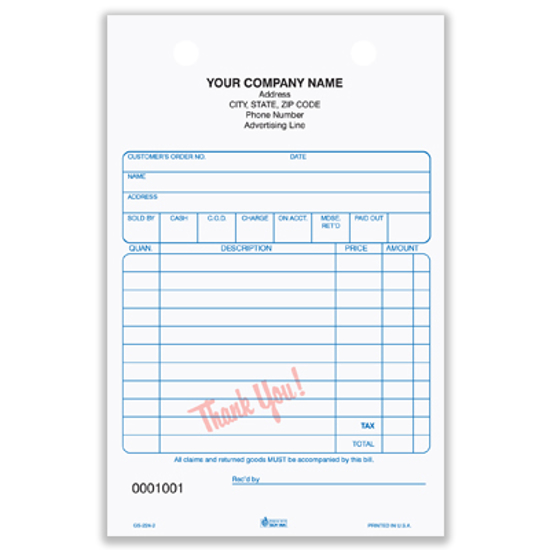 printed order forms