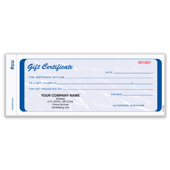 gift certificate booklet printing