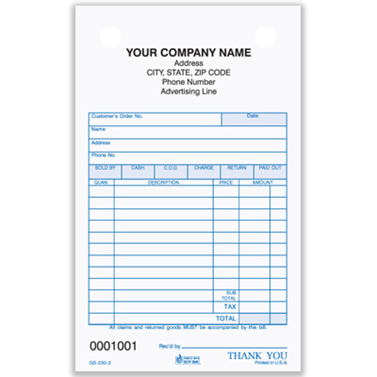 Picture of General Sales Register Form - 2 Part Carbonless (GS-230-2)