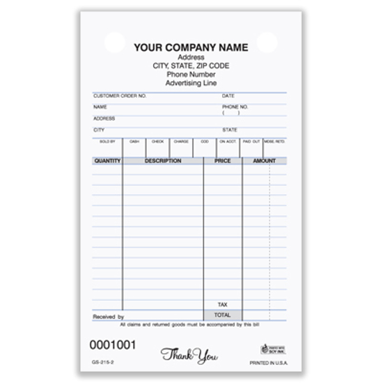 Picture of General Sales Register Form - 2 Part Carbonless (GS-215-2)