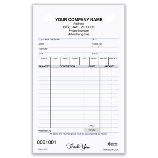 Picture of General Sales Register Form - 3 Part Carbonless (GS-215-3)