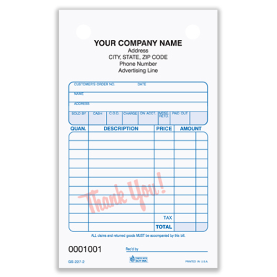 Picture of General Sales Register Form - 2 Part Carbonless (GS-227-2)