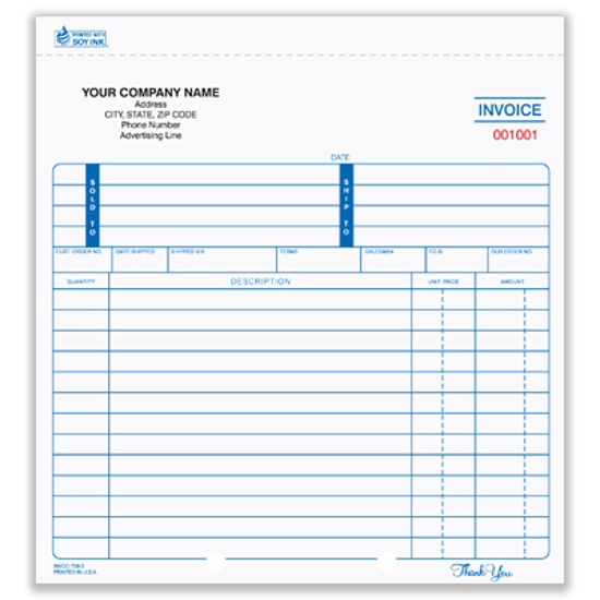 Picture of Invoice Form - 3 Part Carbonless (INVCC-758-3)