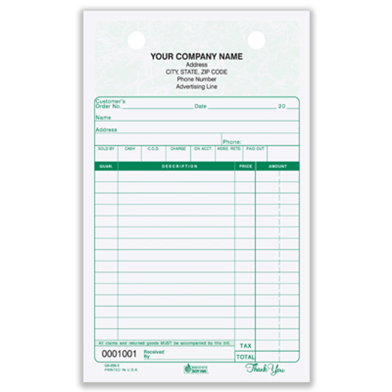 Picture of General Sales Register Form - 2 Part Carbonless - Marble (GS-256-2)