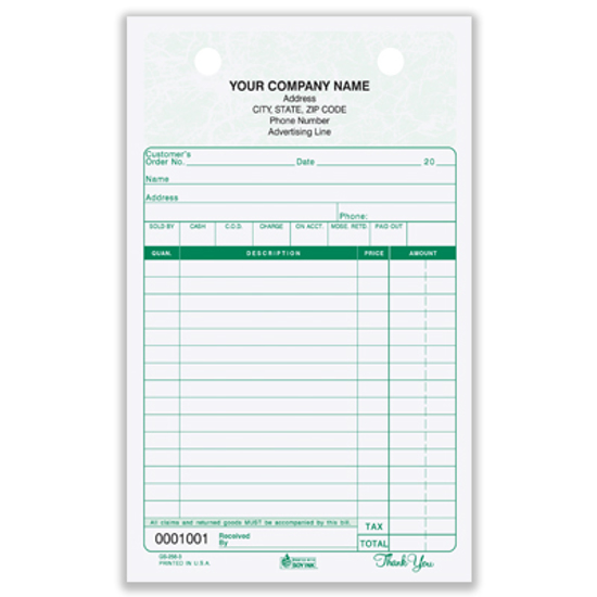 Picture of General Sales Register Form - 3 Part Carbonless - Marble (GS-256-3)