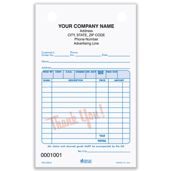 Picture of General Sales Register Form - 3 Part Carbonless (GS-228-3)