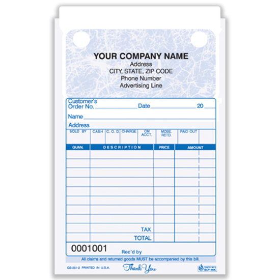 Picture of General Sales Register Form - 2 Part Carbonless - Marble (GS-251-2)