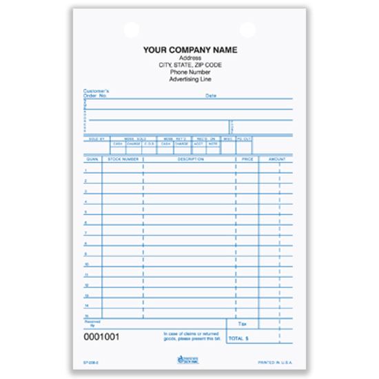 Picture of Stock Parts Register Form - 2 Part Carbonless (SP-208-2)