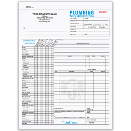 Picture of Plumbing Form - 3 Part Carbonless (PLBCC-955-3)