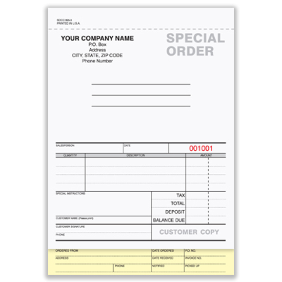 Picture of Special Order Form - 3 Part Carbonless (SOCC-695-3)