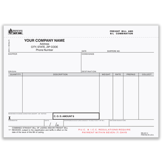 Picture of Freight Bill/Bill of Lading Form  - 5 Part w/ Carbon (BBL-621-5)