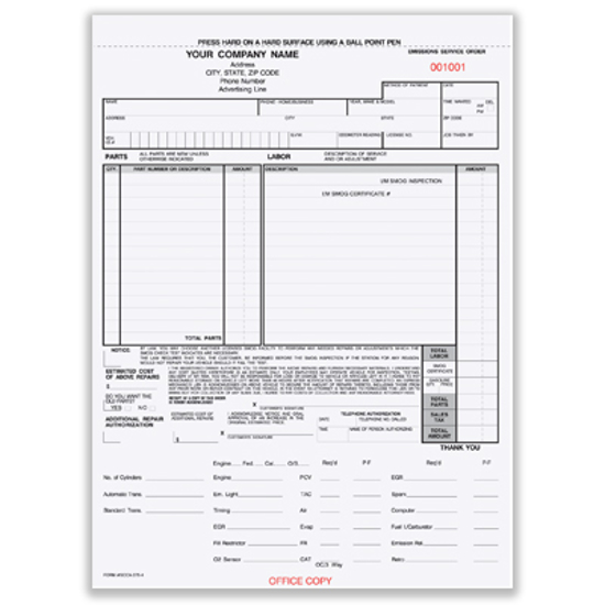 Picture of Smog Control Order Form - 4 Part Carbonless (SCCACC-385-4)