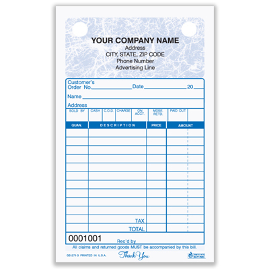Picture of General Sales Register Form - 3 Part Carbonless - Marble (GS-271-3)