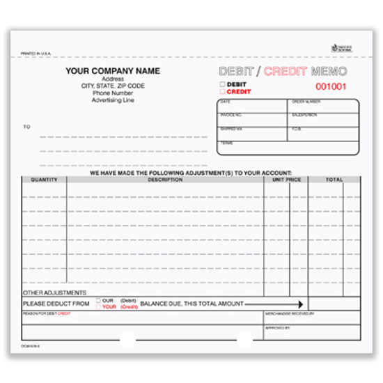 debit credit memo