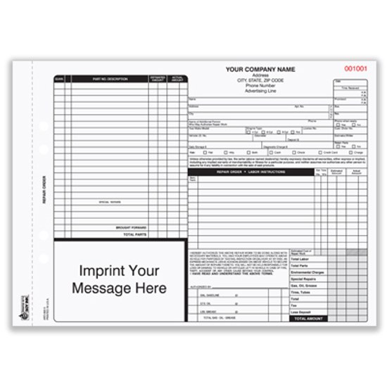 Picture of Auto Repair Order Form - 4 Part w/ Carbon (ARO-682-4)