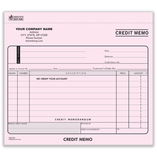 Credit Memo Form Personalized Forms