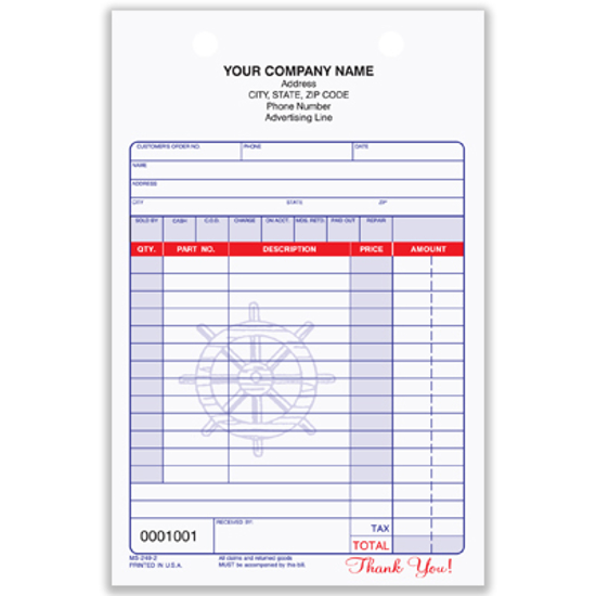 Picture of Marine Service Agreement Form - 2 Part Carbonless (MS-249-2)