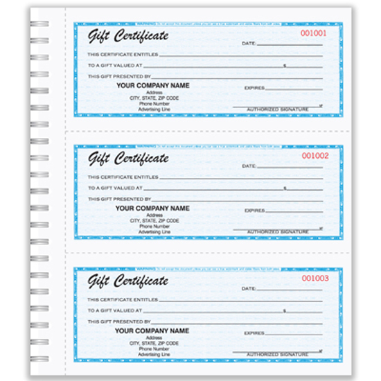 Blue Gift Certificate Book GC-790-2