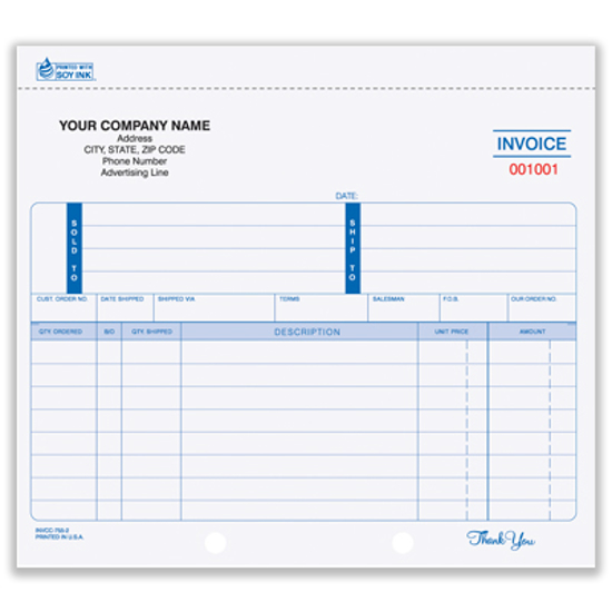 Picture of Invoice Form - 3 Part Carbon (INV-754-3)