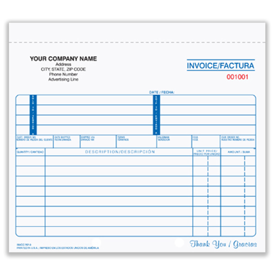 Picture of Invoice Form - 3 Part Unruled Carbonless (INVCC-767-3)