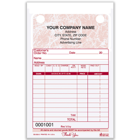 Picture of General Sales Register Form - 3 Part Carbonless - Marble (GS-252-3)