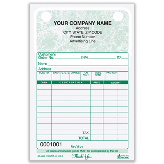 Picture of General Sales Register Form - 2 Part Carbonless - Marble (GS-253-2)