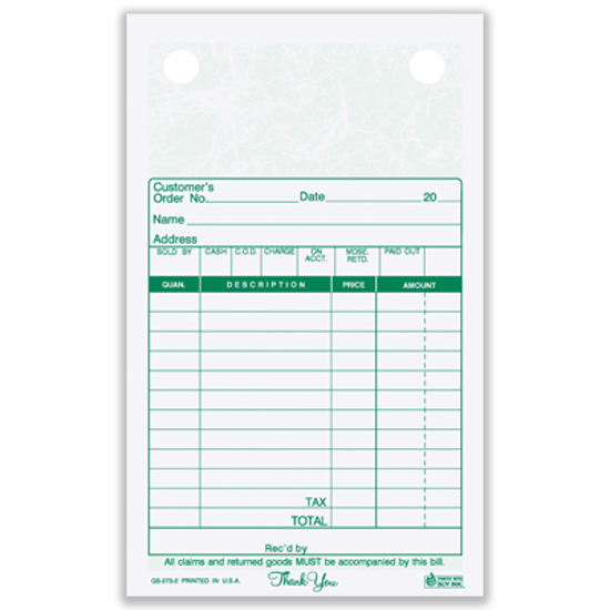 Picture of General Sales Register Form - 2 Part Carbonless - Marble (GS-273-2)