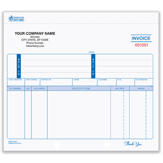 Picture of Invoice Form - 2 Part Unruled Carbonless (INVCC-765-2)