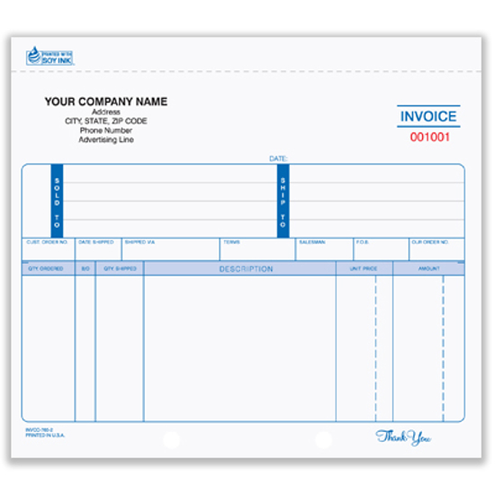 Picture of Invoice Form - 3 Part Unruled Carbonless (INVCC-765-3)