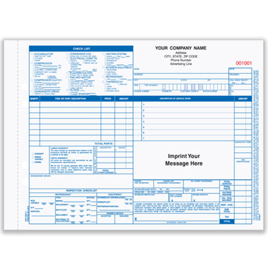 Picture of Auto Heating & Air Conditioning Form - 3 Part Carbonless (HAC-684-3)