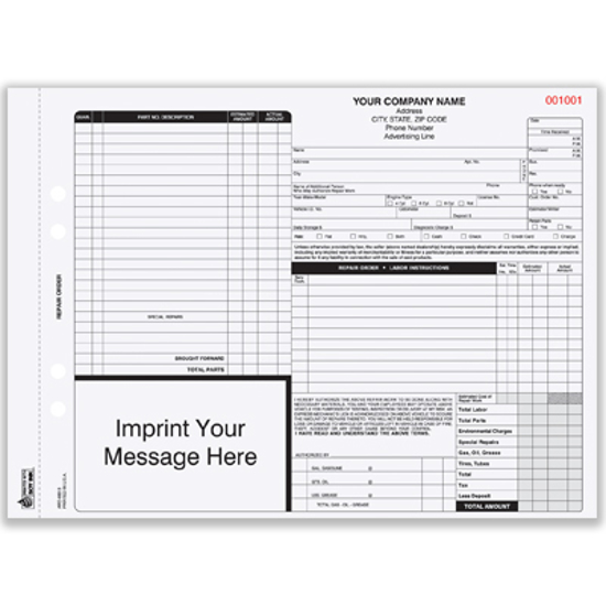 Picture of Auto Repair Order Form - 4 Part Carbonless (AROCC-685-4)