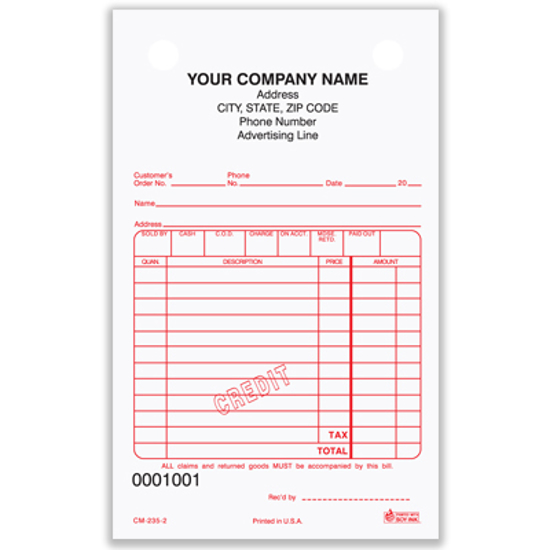 Picture of Credit Memo Form - 3 Part Carbonless (CM-235-3)