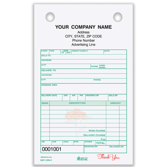 Picture of Florist Sales Register Form - 2 Part Carbonless (GSF-229-2)