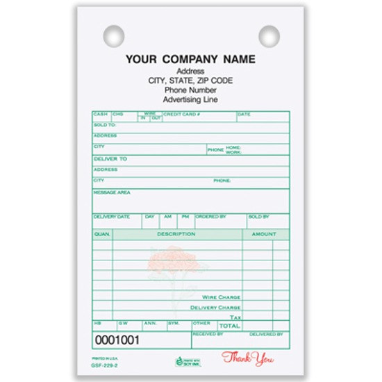 Picture of Florist Sales Register Form - 3 Part Carbonless (GSF-229-3)