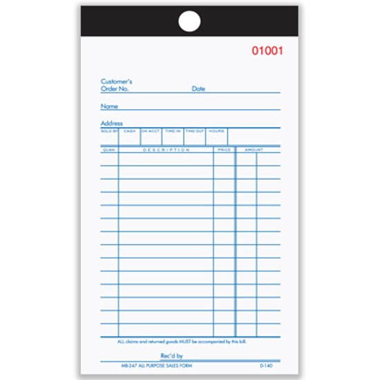 Picture of General Sales Book- 2 Part Carbonless (MB-247-2)