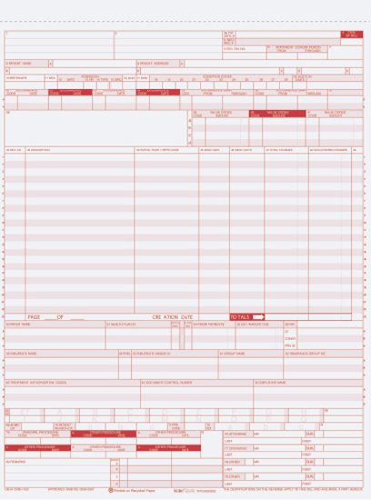 Picture of UB-04, CMS-1450 Claim Form (MCF-389-1)