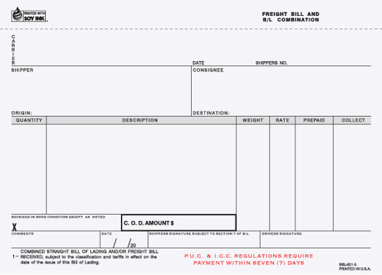 Picture of Freight Bill/Bill of Lading  - 5 Part Carbonless (BBLCC-620-5)