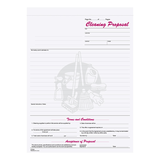 Picture of Janitorial Cleaning Proposal - 3 Part Carbonless (CPCC-795-3)