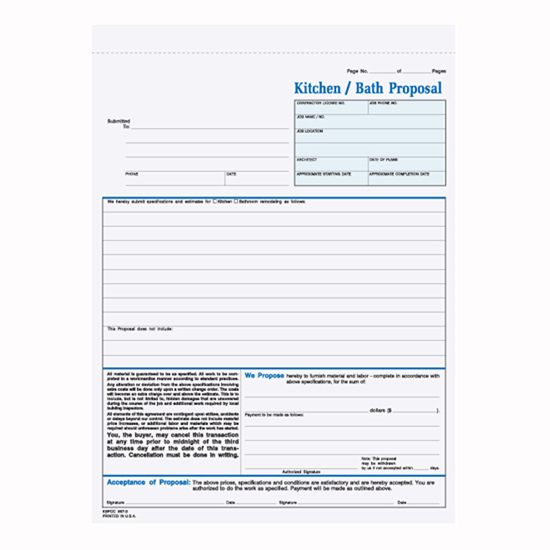 Picture of Kitchen/Bath Proposal - 3 Part Carbonless (KBPCC-867-3)
