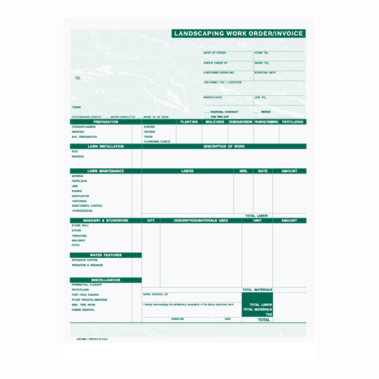 Picture of Landscaping Work Order/Invoice (LWO-893-1)