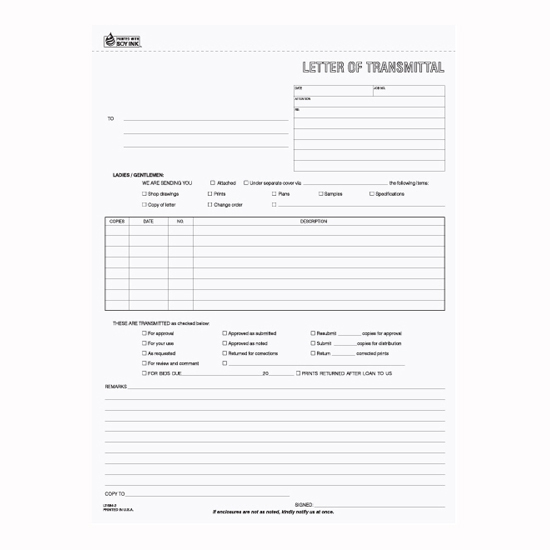 Picture of Letter of Transmittal - 2 Part Carbonless (LT-584-2)