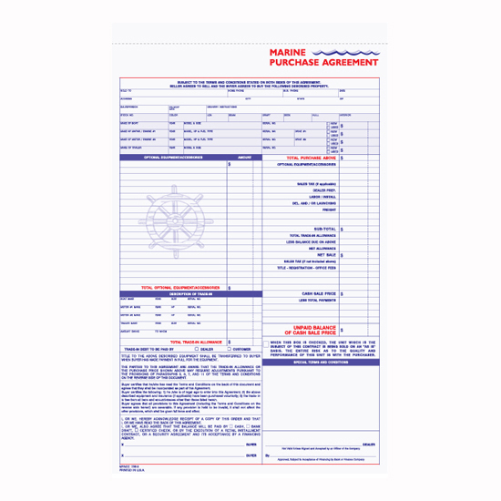 Picture of Marine Purchase Agreement - 3 Part Carbonless (MPACC-736-3)
