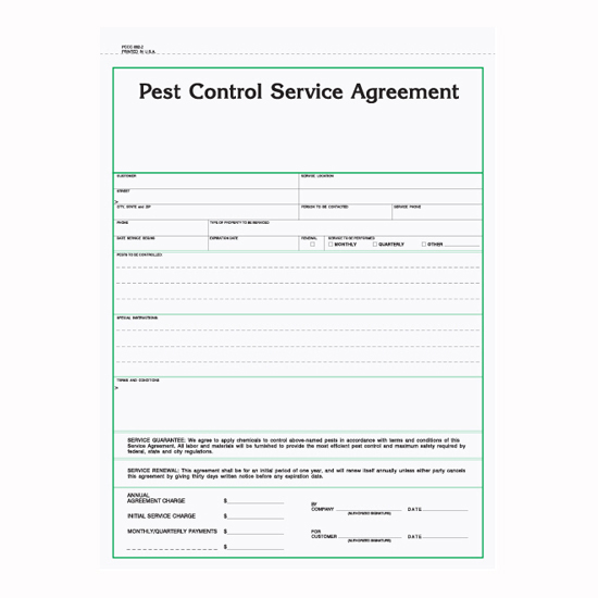 Picture of Pest Control Service Agreement - 2 Part Carbonless (PCCC-882-2)