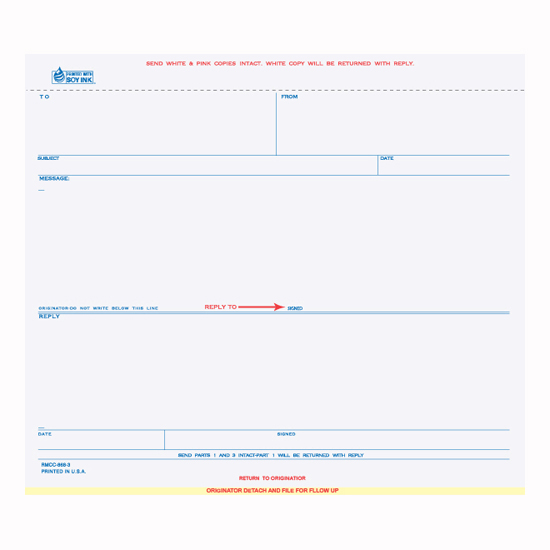 Picture of Unruled-Reply Memo - 3 Part Carbonless (RMCC-868-3)
