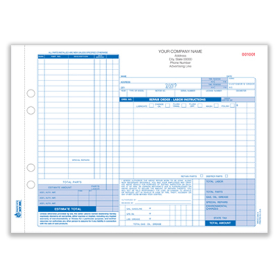 Picture of Auto Repair Form - 3 Part Carbonless (AROCC-664-3)